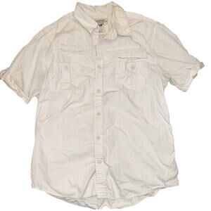 American Rag Cie Cream Button Front Graphic Short Sleeve Shirt size XL